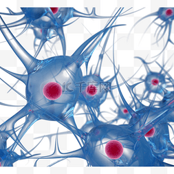 神经元结构图片_蓝色神经元细胞3d立体元素