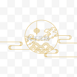 中秋节圆形金色镂空金属片