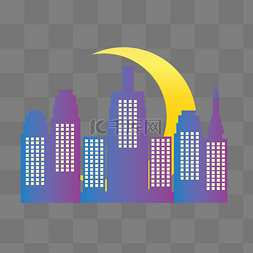 月亮城市图片_高楼建筑图案