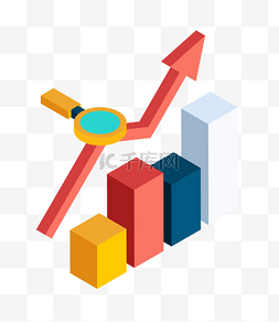 数据图柱图片_2.5D矢量扁平数据柱形图箭头上升