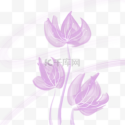紫色唯美梦幻花朵线条设计