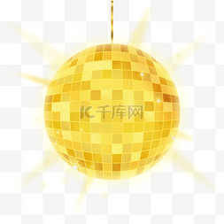 闪耀的金色迪斯科舞厅灯球