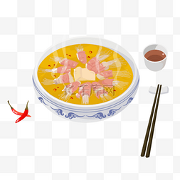 澳洲肥牛图片_中华美食金汤肥牛卷插画