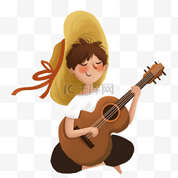 男孩在弹吉他