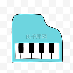 蓝绿色卡通图片_卡通钢琴图标