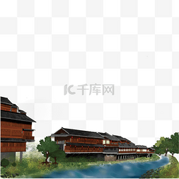 中水边框图片_中国风旧式建筑