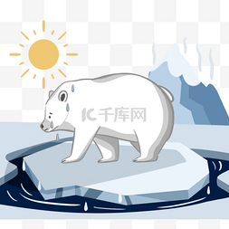 全球变暖北极熊图片_手绘北极熊冰川元素