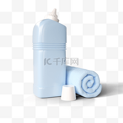 白色毛巾毛巾图片_蓝色毛巾清洁剂3d元素