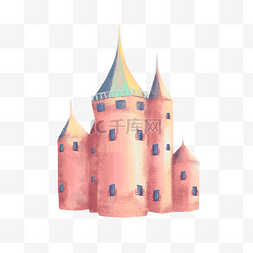 卡通粉色城堡免抠
