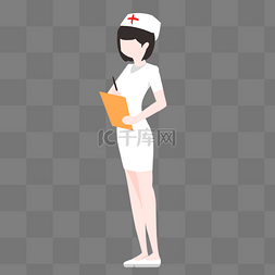 拿着病例女护士插画