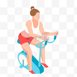 卡通手绘健身运动骑车插画