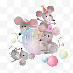 鼠年拱门对联图片_创意鼠年老鼠清新手绘