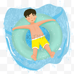 夏天水面图片_漂浮在水面上的男孩