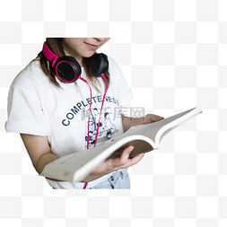 看音乐书图片_校园图书馆女孩听音乐看书