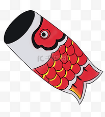 卡通红色鲤鱼旗插图