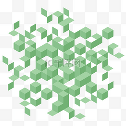 方块绿色图片_几何绿色方块