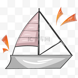清新海上单帆帆船