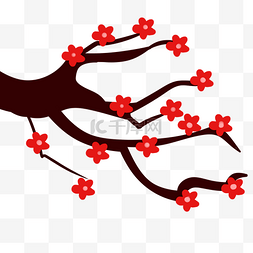 红色花朵桃花枝