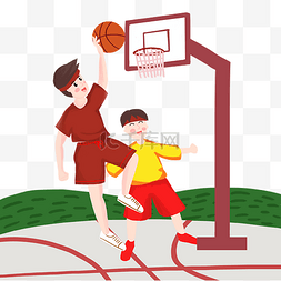 篮球场男孩跳跃灌篮