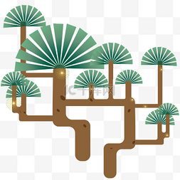 剪纸风松树图片_松树古代中国风装饰