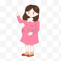 挨批评的孩子图片_一个穿着粉色连衣裙的孕妇