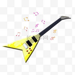 创意吉他插画图片_黄色的吉他装饰插画