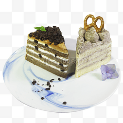 蓝莓蛋糕和黑森林蛋糕