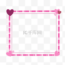 粉色线条卡通图片_粉色爱心情人节相框