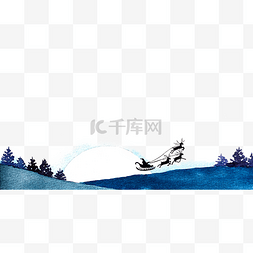 礼物底边图片_圣诞节老公公麋鹿雪橇