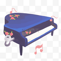 水彩音乐盒图片_钢琴花朵音乐盒