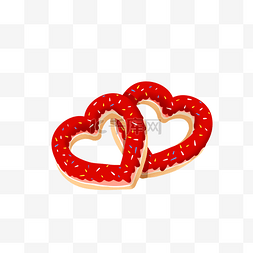 爱心饼干手绘图片_红色爱心甜品甜甜圈透明底免抠