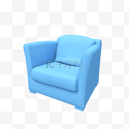 椅子海报图片_立体蓝色沙发椅C4D设计装饰