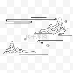 线性中国山图片_线性中国山水纹