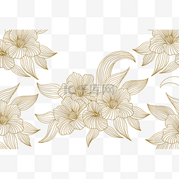 金色线描花朵图片_金色线描花朵底纹