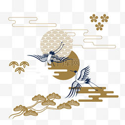 仙鹤图片_日本浮世绘传统纹饰