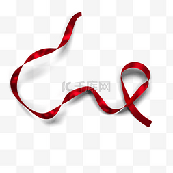 立体扭曲的红丝带3d元素艾滋