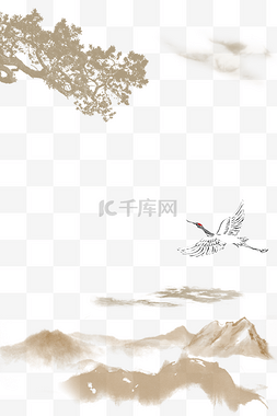 仙鹤松树图片_淡雅中国风重阳节海报