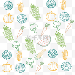 线描水果蔬菜创意组合