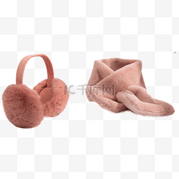 粉色围巾图片_实拍冬天护耳围巾套装