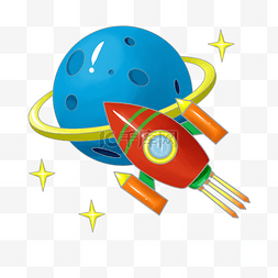 火箭加速器图片_蓝色星球与红火箭 