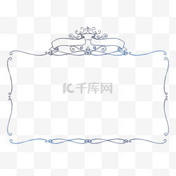 复古精美装饰图案图片_蓝色简约精美手绘证书边框