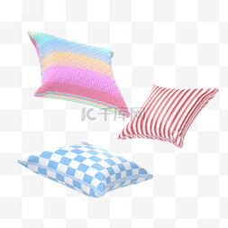 彩色抱枕和沙发图片_C4D糖果色抱枕
