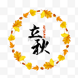 秋季树叶花环图片_立秋叶子圆形边框
