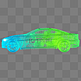 汽车科技智能魔幻数据光点状线侧面蓝色轿车绿色