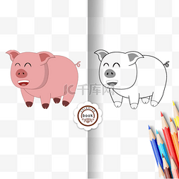 pig图片_pig clipart black and white 猪儿童画线