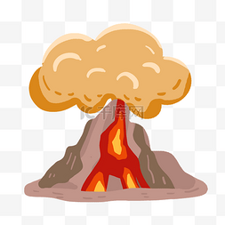 卡通棕色喷发的火山素材