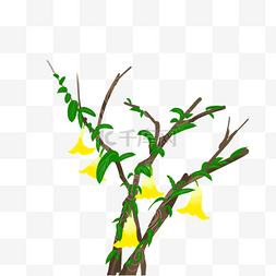 黄色植物树叶花朵元素