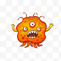 病毒创意图片_手绘卡通细菌怪物免抠图