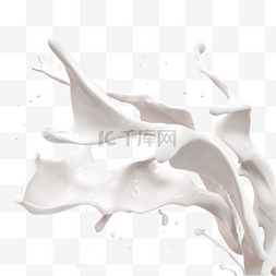 牛奶飞图片_3d飞散牛奶立体元素