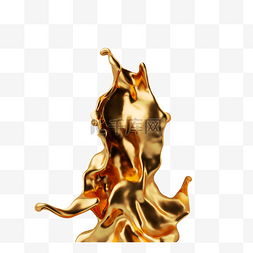 金属流动图片_火焰形状金色液体3d元素
